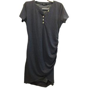 BTFBM SS Rushed T-Shirt Dress Unique Collar Sz L Gray Heather